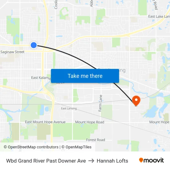 Wbd Grand River Past Downer Ave to Hannah Lofts map