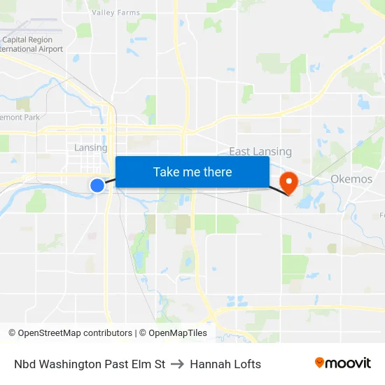 Nbd Washington Past Elm St to Hannah Lofts map