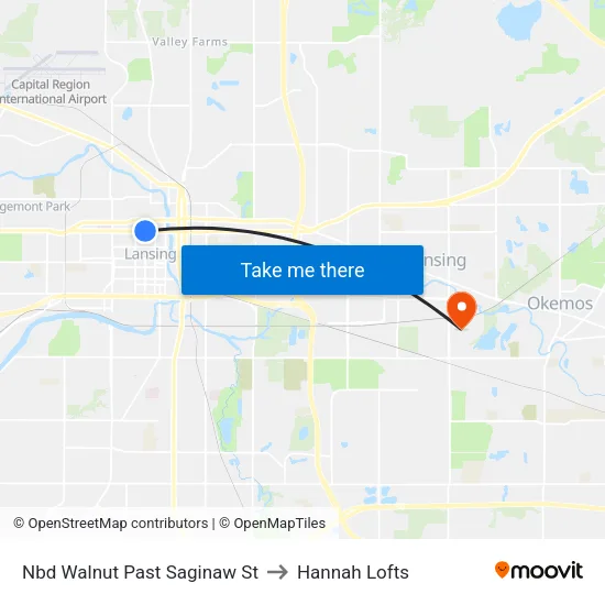Nbd Walnut Past Saginaw St to Hannah Lofts map