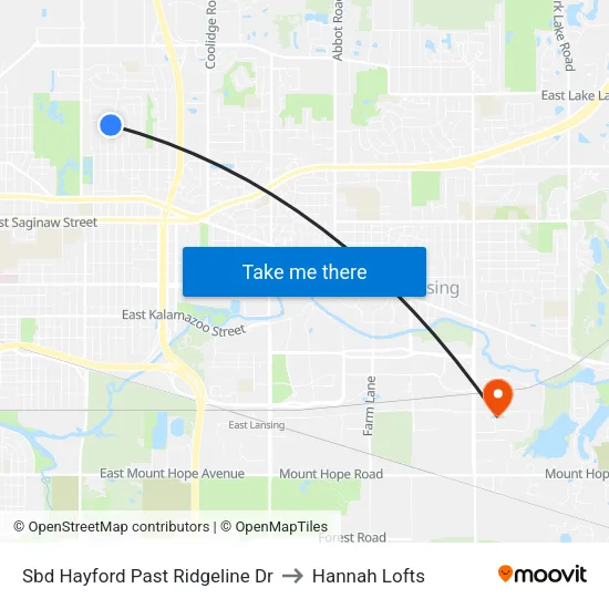 Sbd Hayford Past Ridgeline Dr to Hannah Lofts map