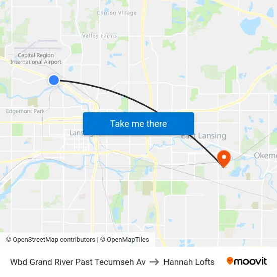 Wbd Grand River Past Tecumseh Av to Hannah Lofts map