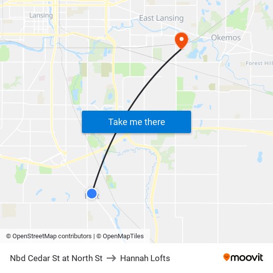 Nbd Cedar St at North St to Hannah Lofts map