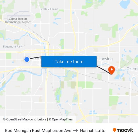 Ebd Michigan Past Mcpherson Ave to Hannah Lofts map