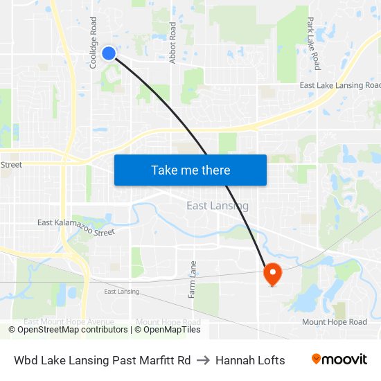 Wbd Lake Lansing Past Marfitt Rd to Hannah Lofts map