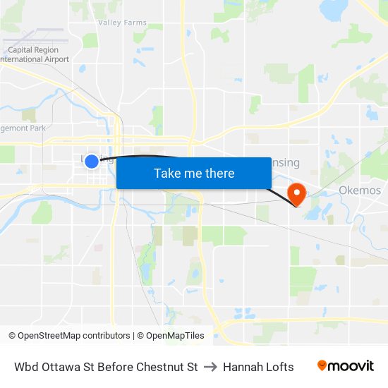 Wbd Ottawa St Before Chestnut St to Hannah Lofts map