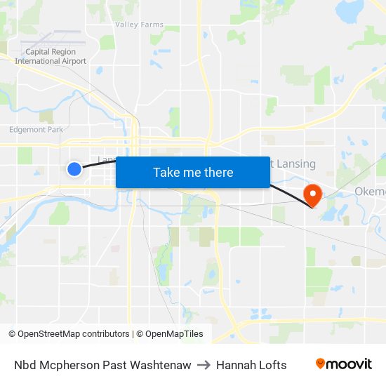 Nbd Mcpherson Past Washtenaw to Hannah Lofts map