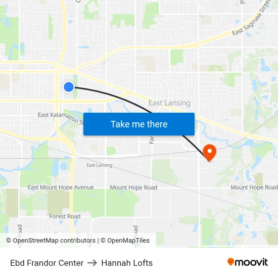 Ebd Frandor Center to Hannah Lofts map