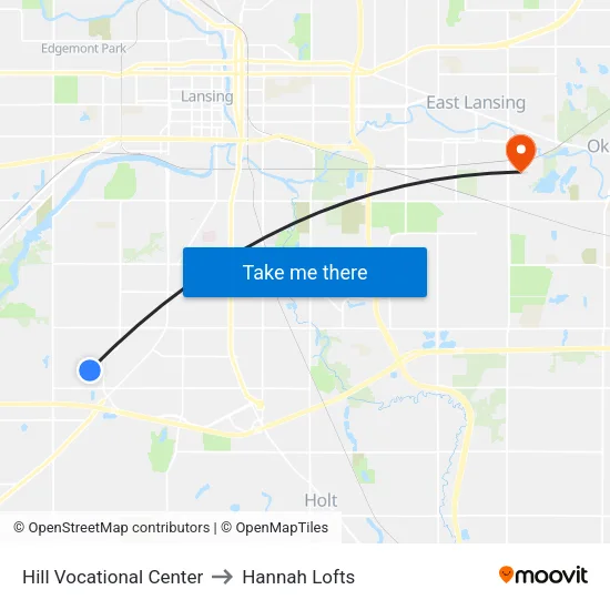 Hill Vocational Center to Hannah Lofts map
