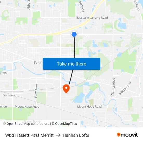 Wbd Haslett Past Merritt to Hannah Lofts map
