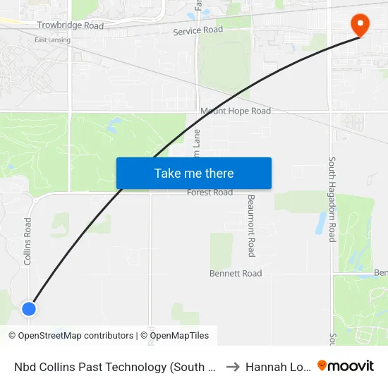 Nbd Collins Past Technology (South Drive) to Hannah Lofts map