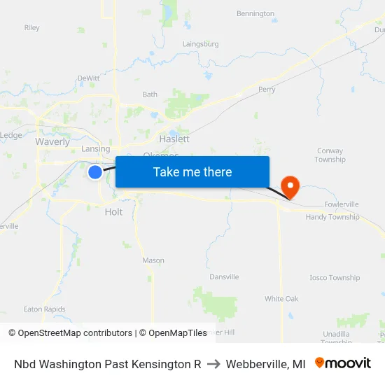 Nbd Washington Past Kensington R to Webberville, MI map