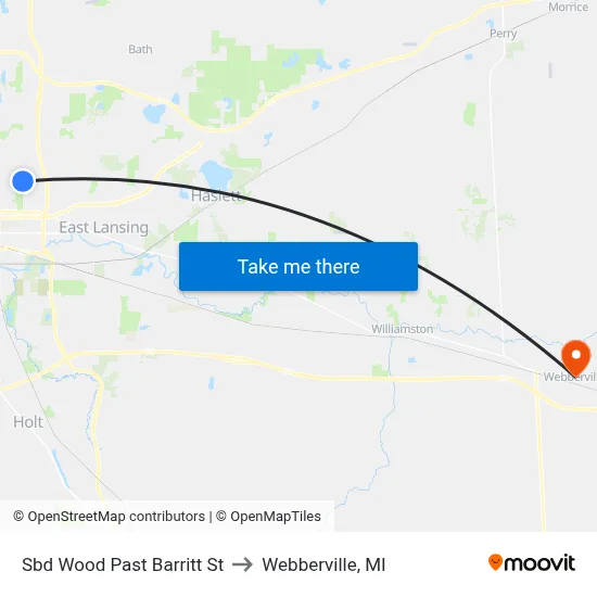Sbd Wood Past Barritt St to Webberville, MI map