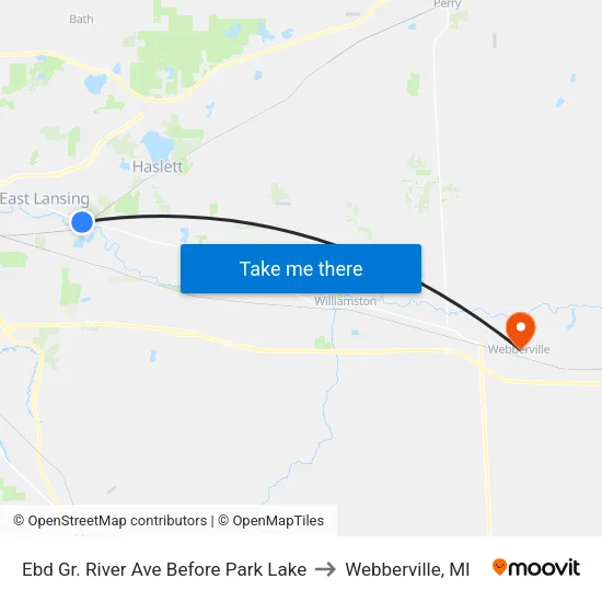 Ebd Gr. River Ave Before Park Lake to Webberville, MI map