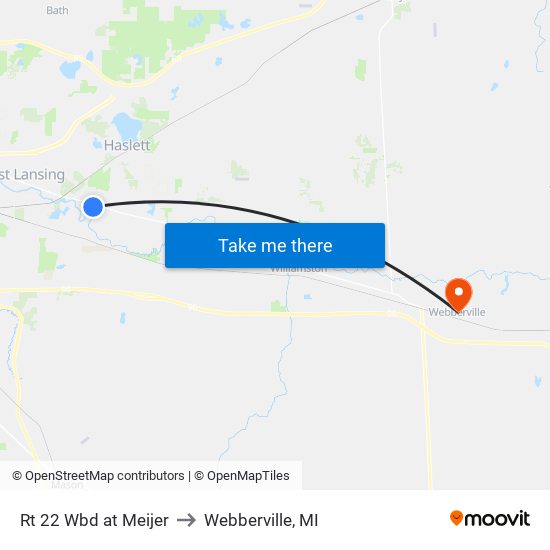 Rt 22 Wbd at Meijer to Webberville, MI map