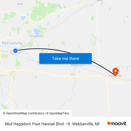 Nbd Hagadorn Past Hannah Blvd to Webberville, MI map