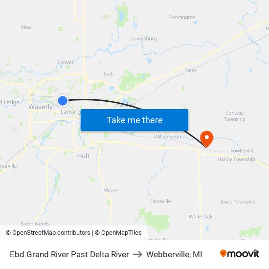 Ebd Grand River Past Delta River to Webberville, MI map