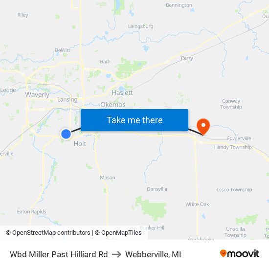 Wbd Miller Past Hilliard Rd to Webberville, MI map