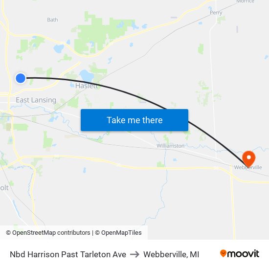 Nbd Harrison Past Tarleton Ave to Webberville, MI map