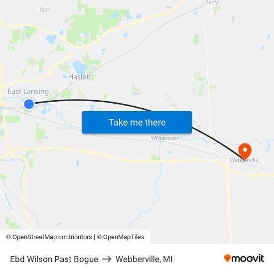 Ebd Wilson Past Bogue to Webberville, MI map