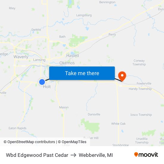 Wbd Edgewood Past Cedar to Webberville, MI map