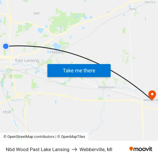 Nbd Wood Past Lake Lansing to Webberville, MI map