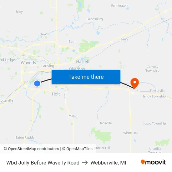 Wbd Jolly Before Waverly Road to Webberville, MI map