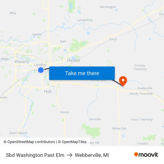 Sbd Washington Past Elm to Webberville, MI map