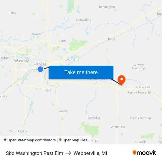 Sbd Washington Past Elm to Webberville, MI map