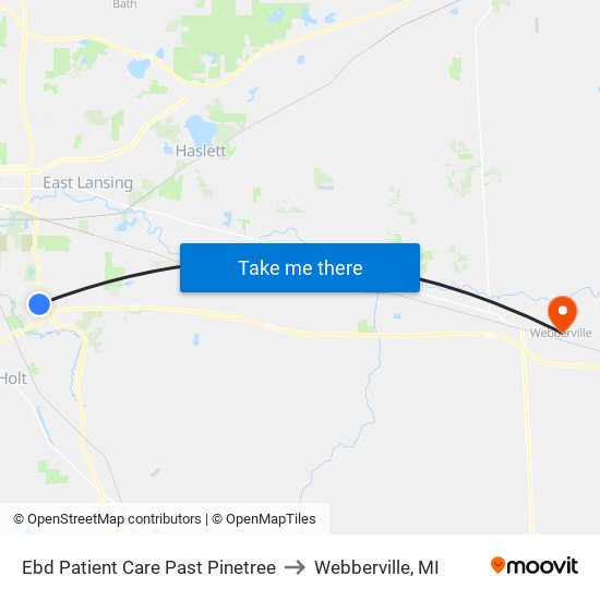 Ebd Patient Care Past Pinetree to Webberville, MI map