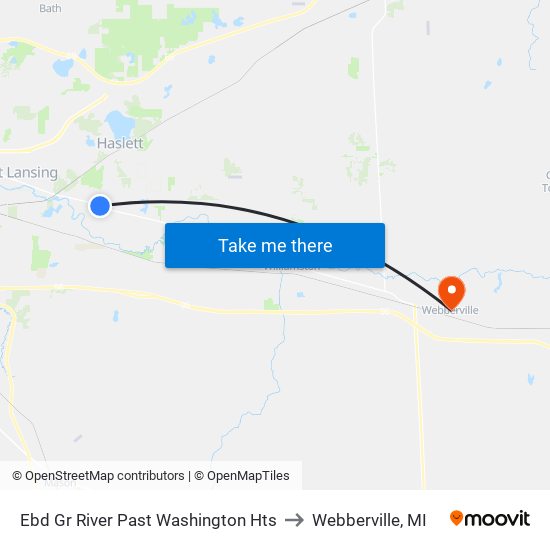 Ebd Gr River Past Washington Hts to Webberville, MI map