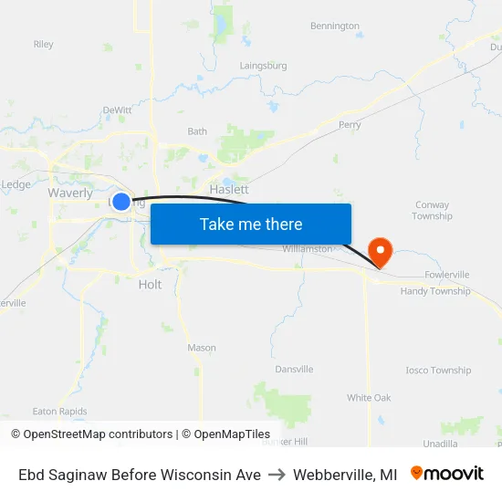 Ebd Saginaw Before Wisconsin Ave to Webberville, MI map