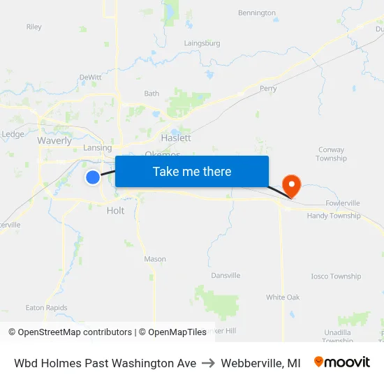 Wbd Holmes Past Washington Ave to Webberville, MI map