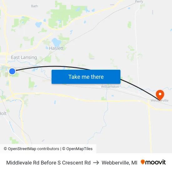 Middlevale Rd Before S Crescent Rd to Webberville, MI map
