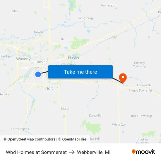 Wbd Holmes at Sommerset to Webberville, MI map