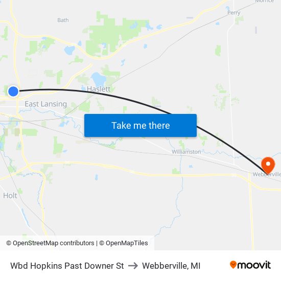 Wbd Hopkins Past Downer St to Webberville, MI map