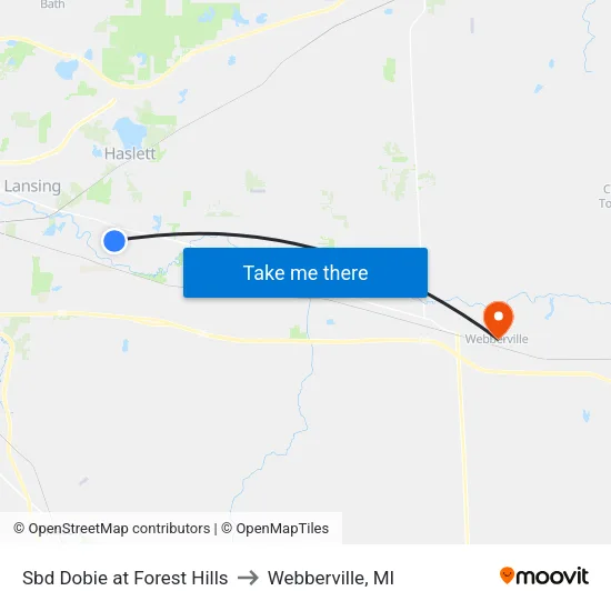 Sbd Dobie at Forest Hills to Webberville, MI map