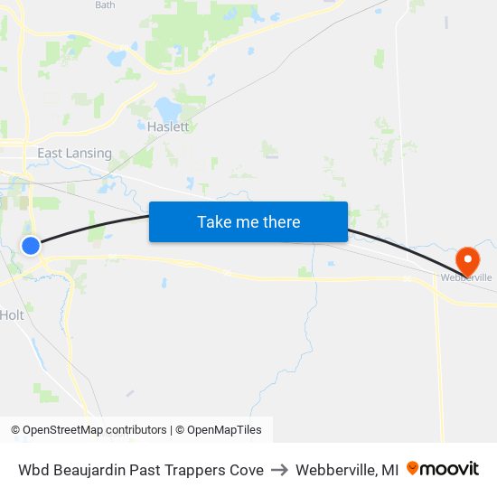 Wbd Beaujardin Past Trappers Cove to Webberville, MI map