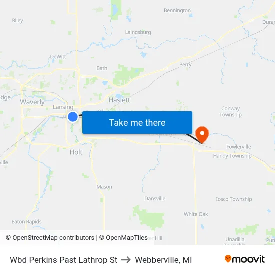 Wbd Perkins Past Lathrop St to Webberville, MI map