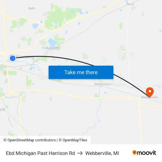 Ebd Michigan Past Harrison Rd to Webberville, MI map