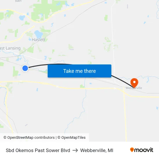 Sbd Okemos Past Sower Blvd to Webberville, MI map