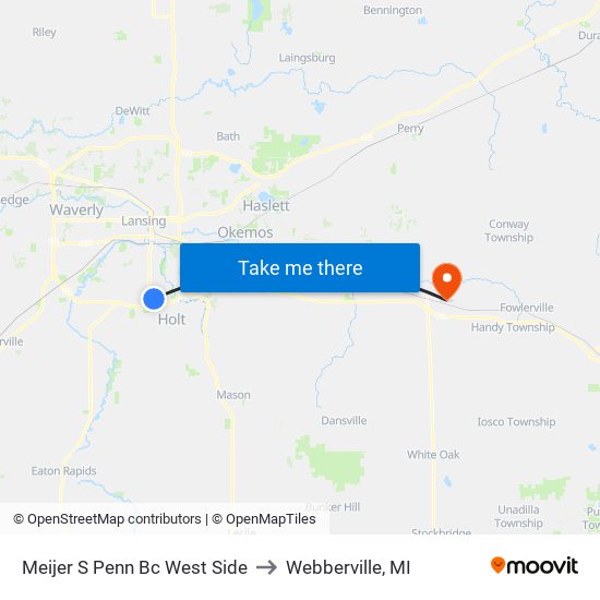 Meijer S Penn Bc West Side to Webberville, MI map