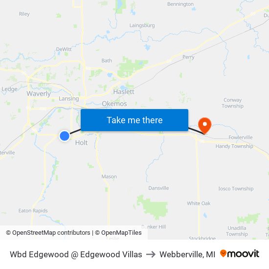 Wbd Edgewood @ Edgewood Villas to Webberville, MI map