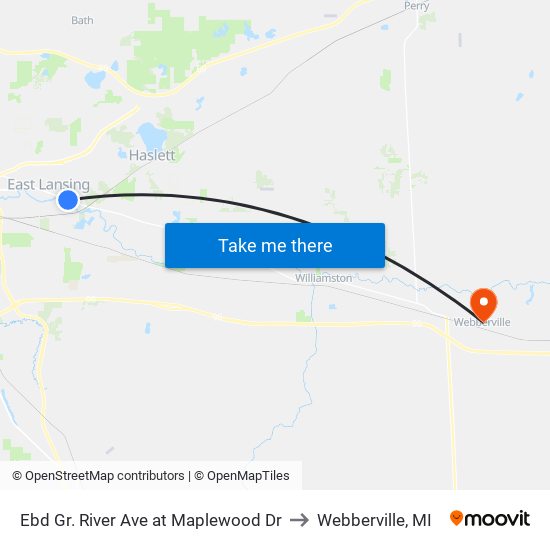 Ebd Gr. River Ave at Maplewood Dr to Webberville, MI map