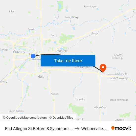 Ebd Allegan St Before S Sycamore St to Webberville, MI map