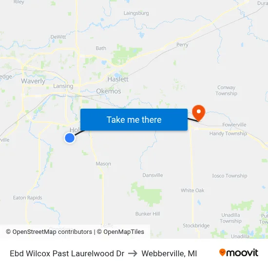 Ebd Wilcox Past Laurelwood Dr to Webberville, MI map
