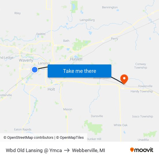 Wbd Old Lansing  @ Ymca to Webberville, MI map