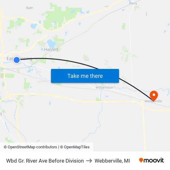 Wbd Gr. River Ave Before Division to Webberville, MI map