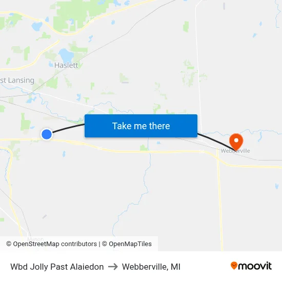 Wbd Jolly Past Alaiedon to Webberville, MI map
