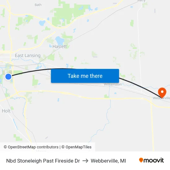 Nbd Stoneleigh Past Fireside Dr to Webberville, MI map