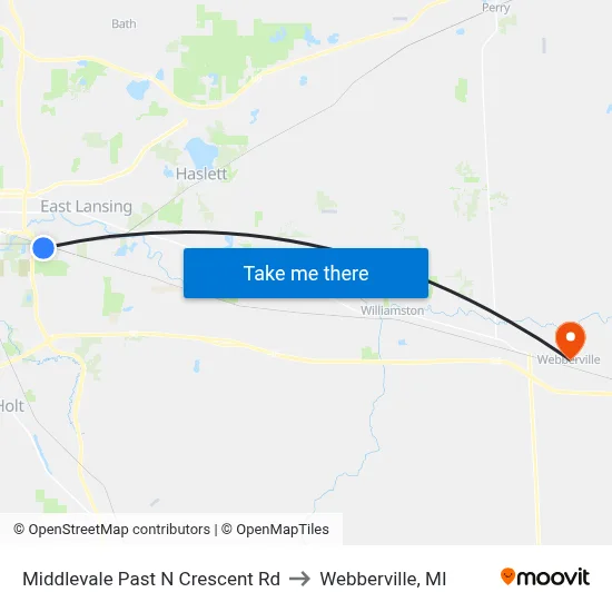 Middlevale Past N Crescent Rd to Webberville, MI map